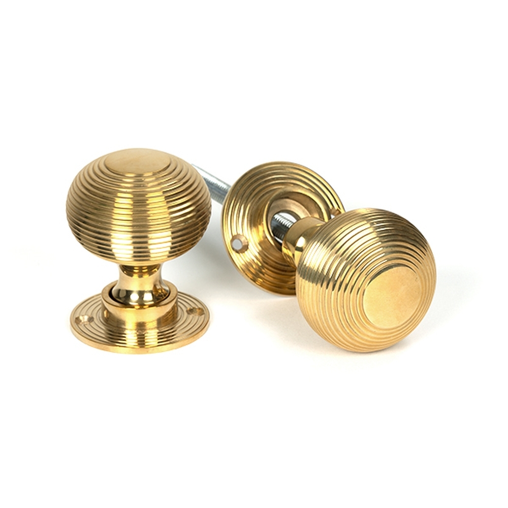 50840  50mm  Polished Brass  From The Anvil Heavy Beehive Mortice/Rim Knob Set