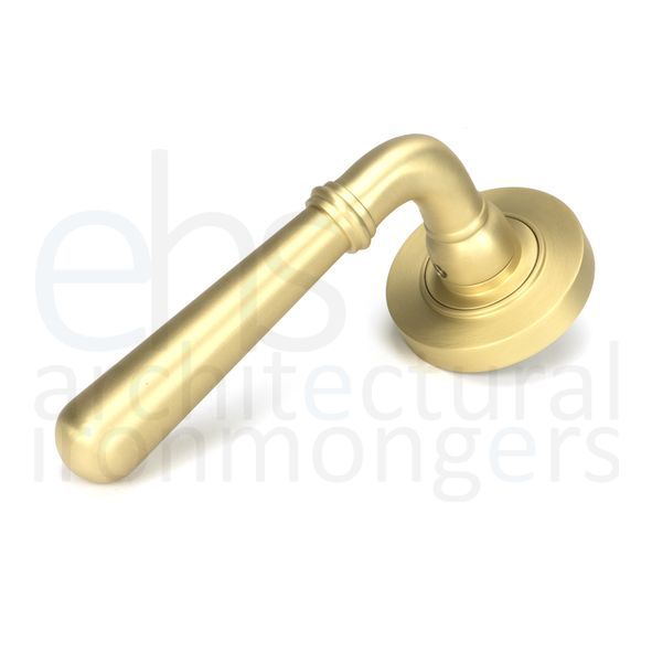 50857 • 53 x 8mm • Satin Brass • From The Anvil Newbury Lever on Rose Set [Plain] - Unsprung