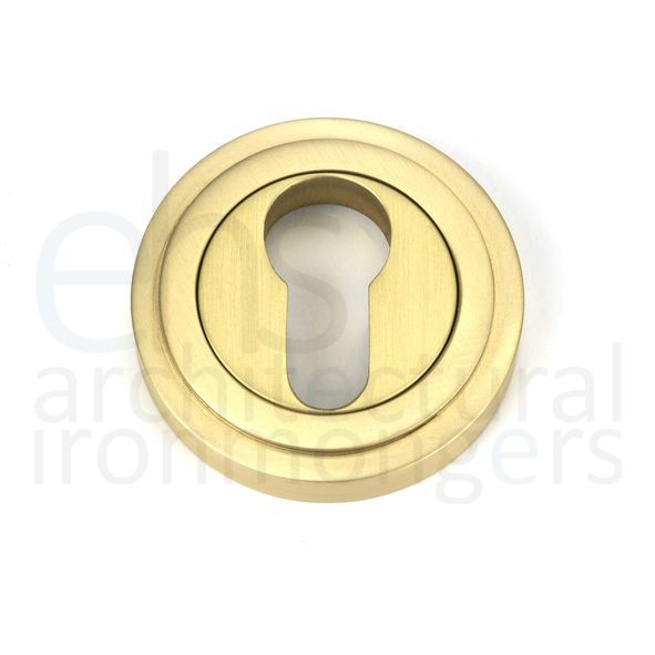 50877 • 53mm • Satin Brass • From The Anvil Round Euro Escutcheon [Art Deco]