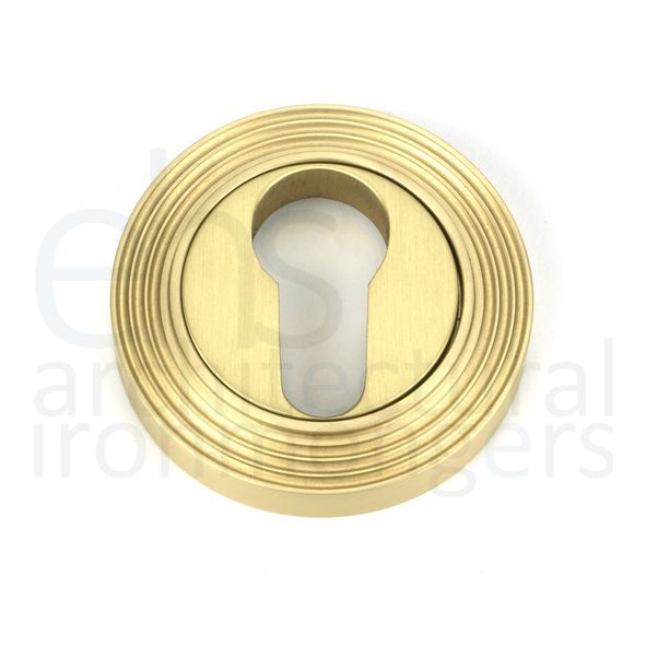 50878  53mm  Satin Brass  From The Anvil Round Euro Escutcheon [Beehive]