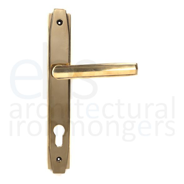 51186 • 258 x 36 x 14mm • Aged Brass • From The Anvil Art Deco Slimline Lever Espag. Lock Set