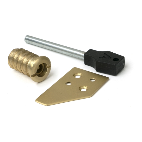 52400 � 28 x 16mm � Satin Brass � From The Anvil Keyed Flush Sash Stop