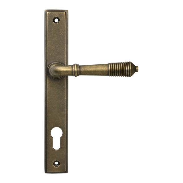 52423 � 244 x 36 x 13mm � Burnished Brass � From The Anvil Reeded Slim Espag Lock Set