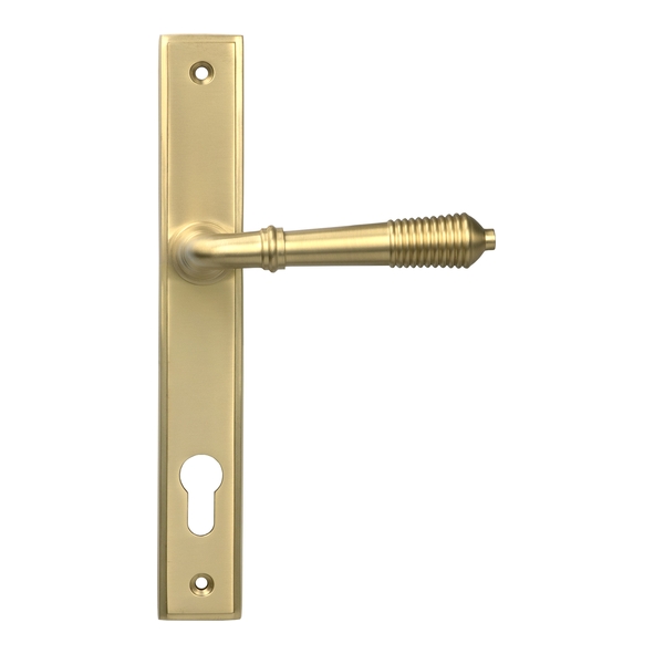 52424 � 244 x 36 x 13mm � Satin Brass � From The Anvil Reeded Slim Espag Lock Set
