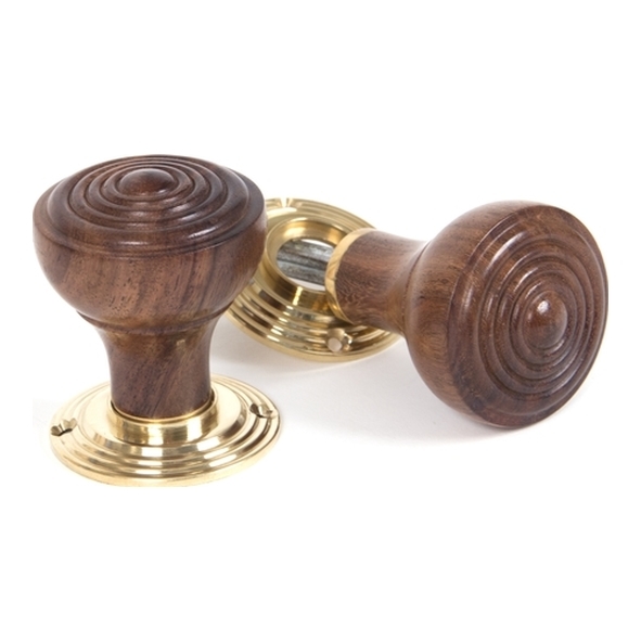 83562 • 54mm Ø • Rosewood & Polished Brass • From The Anvil Ringed Mortice/Rim Knob Set