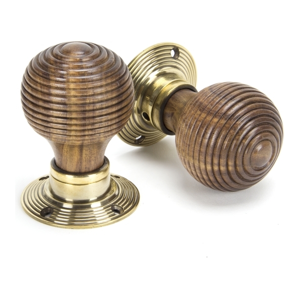83573 • 54mm • Rosewood • From The Anvil & Aged Brass Beehive Mortice/Rim Knob Set