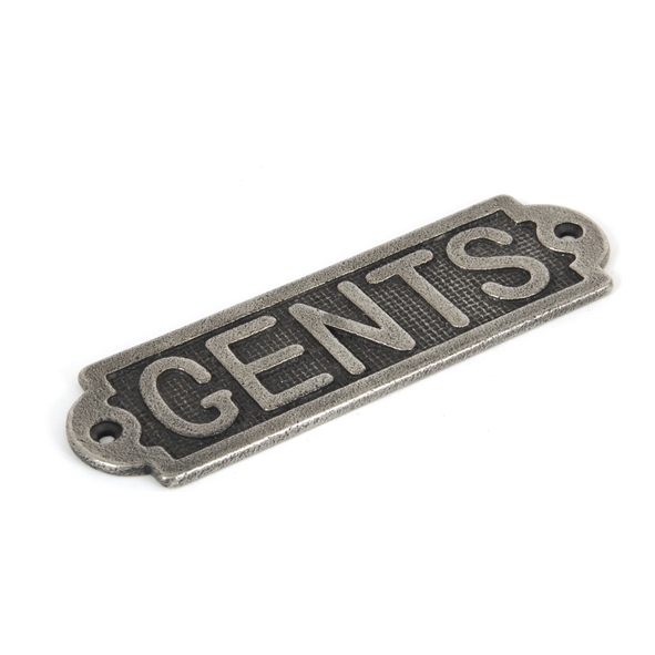 83686 • 159mm x 48mm x 4mm • Antique Pewter • From The Anvil Gents Sign