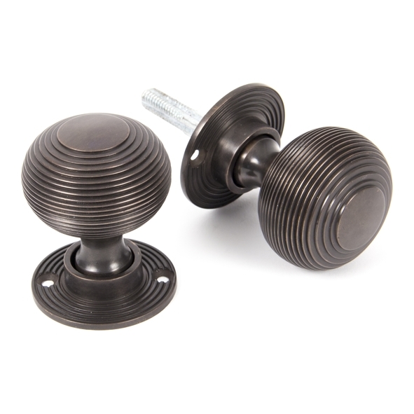 83947 • 50mm Ø • Aged Bronze • From The Anvil Heavy Beehive Mortice/Rim Knob Set