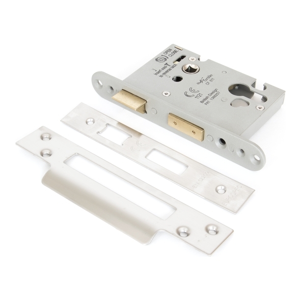 91096  076mm [057mm]  Satin Stainless  From The Anvil Euro Profile Sash Lock