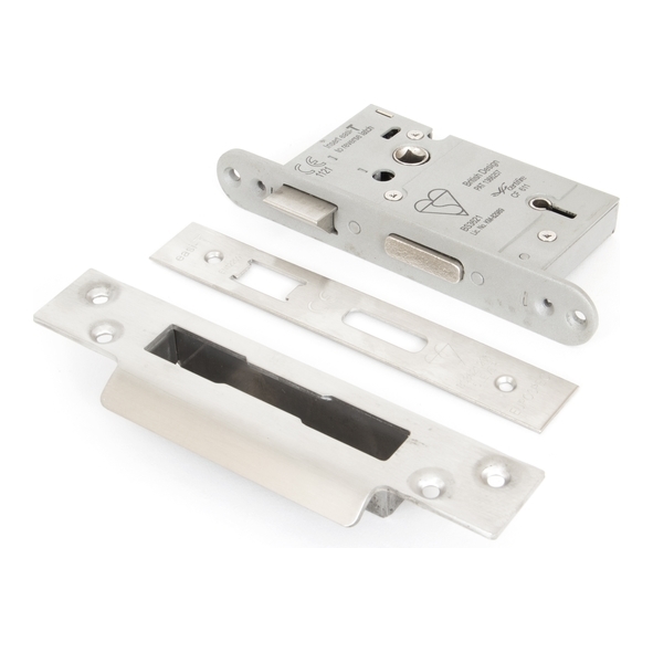 91123  064mm [044mm]  Satin Stainless  From The Anvil 5 Lever Heavy Duty BS Sash Lock Keyed Alike