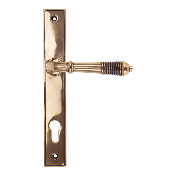 91912 � 244 x 36 x 13mm � Polished Bronze � From The Anvil Reeded Slim Espag Lock Set