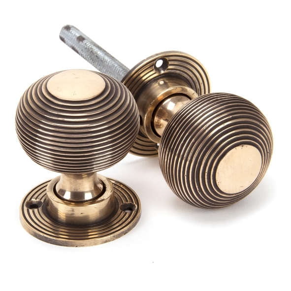 91926 • 50mm • Polished Bronze • From The Anvil Heavy Beehive Mortice/Rim Knob Set