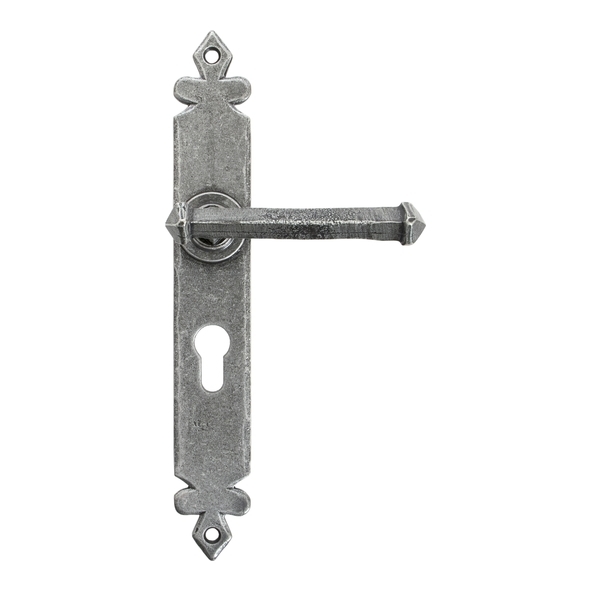 92063 • 273 x 40 x 5mm • Pewter Patina • From The Anvil Tudor Lever Euro Lock Set