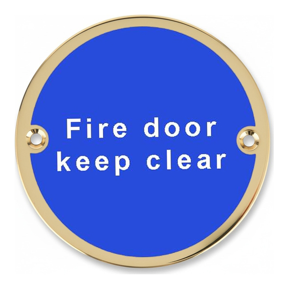 801.30323.311 � 075mm � � Polished Brass � Screen Printed Fire Door Keep Clear Sign