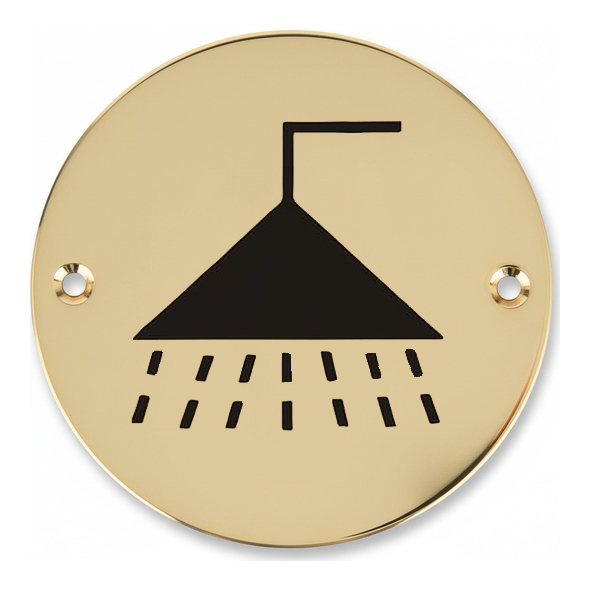 801.60723.311 � 075mm � � Polished Brass � Screen Printed Shower Symbol