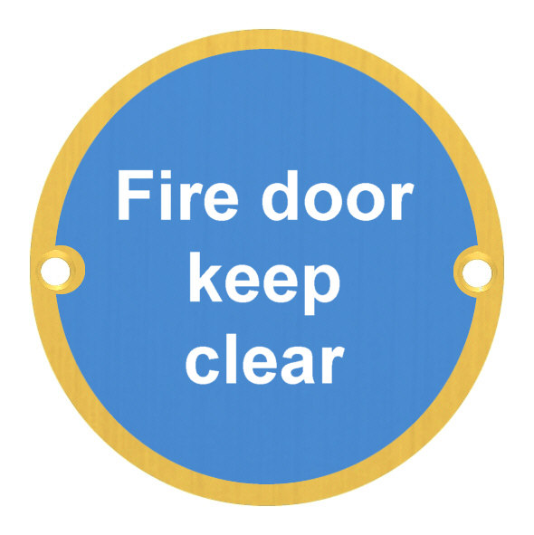 801.30323.311  075mm   Polished Brass  Screen Printed Fire Door Keep Clear Sign