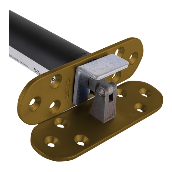 AST3003ABR • Radiused Plate • Antique Brass • Astra Concealed Door Closer