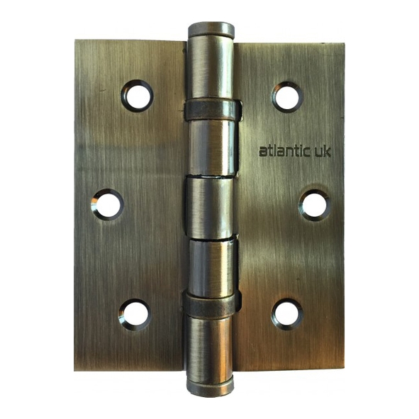 A2HB32525AB • 076 x 065 x 2.5mm • Antique Brass [50kg] • Strong Ball Bearing Square Corner Steel Butt Hinges