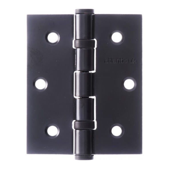 A2HB32525MB  076 x 065 x 2.5mm  Matt Black [50kg]  Strong Ball Bearing Square Corner Steel Butt Hinges