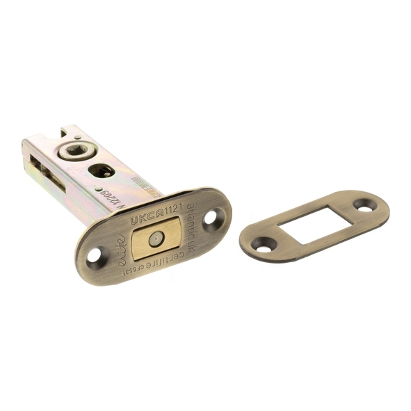 ADBRCE3MAB • 076mm [057mm] • Matt Antique Brass • Atlantic Radiused Tubular Fire Rated CE Deadbolt