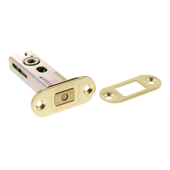 ADBRCE3PB  076mm [057mm]  Polished Brass Plated  Atlantic Radiused Tubular Fire Rated CE Deadbolt