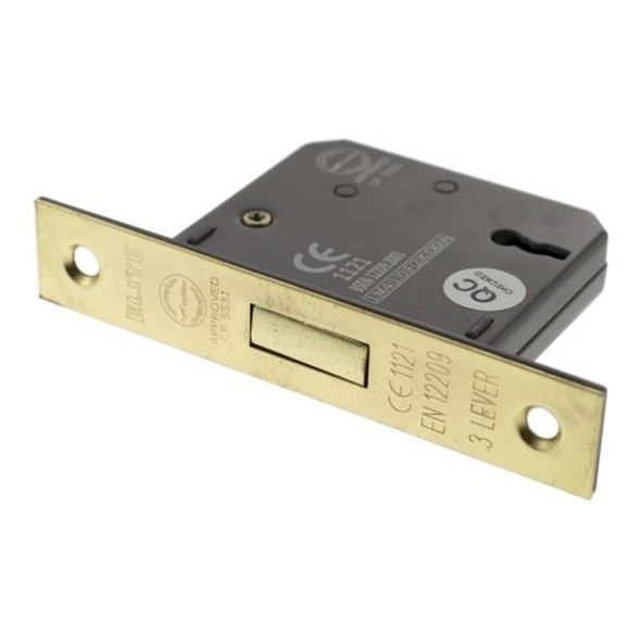 ALKDEAD3LK25PB  065mm [044mm]  Polished Brass  Atlantic CE Marked 3 Lever Deadlock