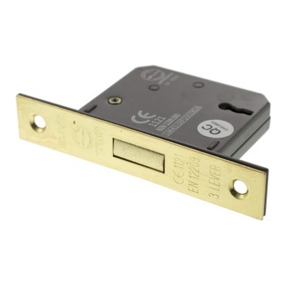 ALKDEAD3LK25SB • 065mm [044mm] • Satin Brass • Atlantic CE Marked 3 Lever Deadlock