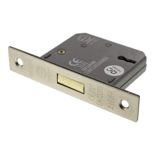 ALKDEAD3LK25SN  065mm [044mm]  Satin Nickel  Atlantic CE Marked 3 Lever Deadlock