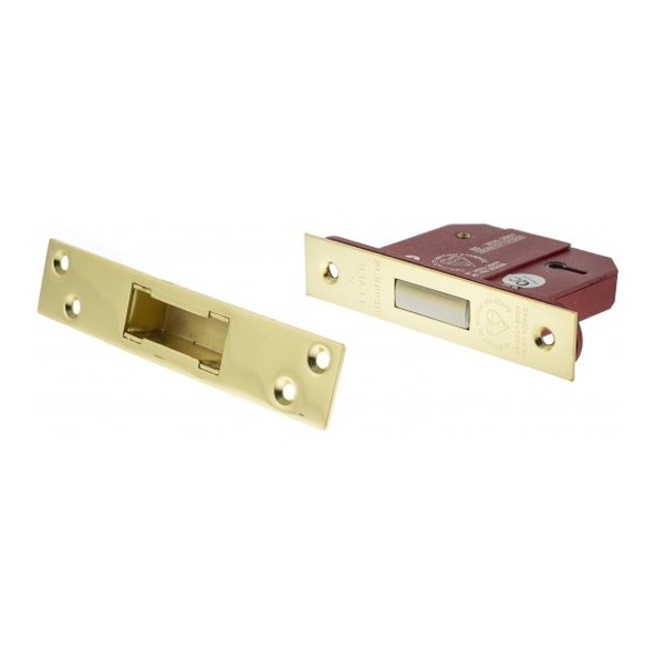 ALKDEAD5LK25PB  065mm [044mm]  Polished Brass  Atlantic BS 3621 Insurance Approved  5 Lever Deadlock