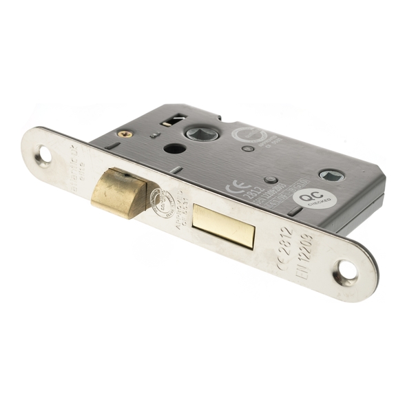 ALKRCBATH25PN  065mm [044mm]  Polished Nickel  Atlantic CE Marked Radiused Bathroom Lock