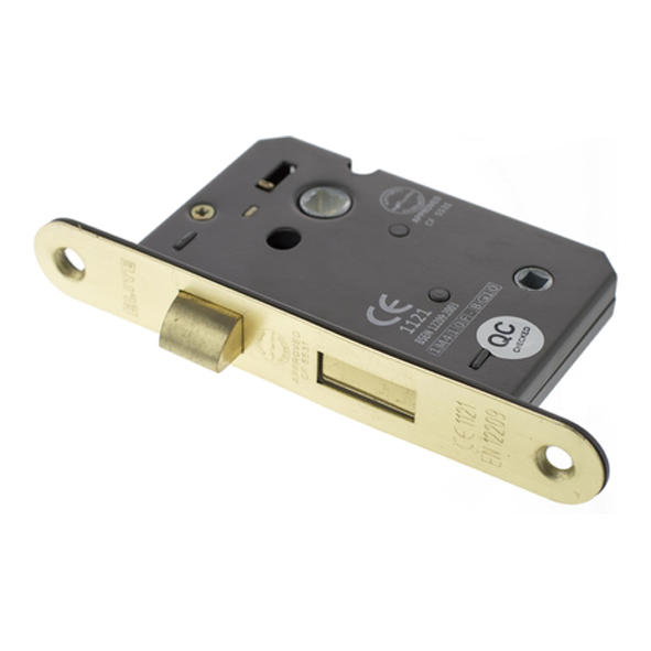 ALKRCBATH25SB  065mm [044mm]  Satin Brass  Atlantic CE Marked Radiused Bathroom Lock