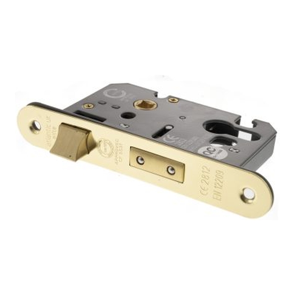 ALKRCSASHE25PB • 065mm [044mm] • Polished Brass • Atlantic CE Marked Radiused Euro Cylinder Sashlock Case