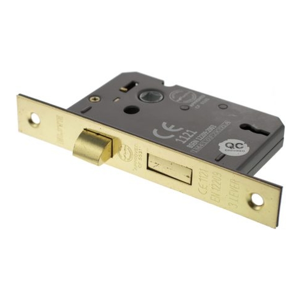 ALKSASH3LK25PB • 065mm [044mm] • Polished Brass • Atlantic CE Marked 3 Lever Sashlock