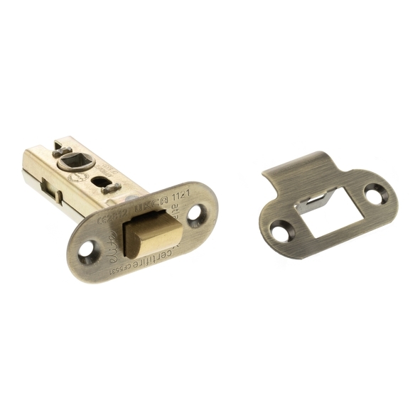 ALRCE25AB • 064mm [044mm] • Antique Brass • Atlantic Radiused Tubular Fire Rated CE Latch