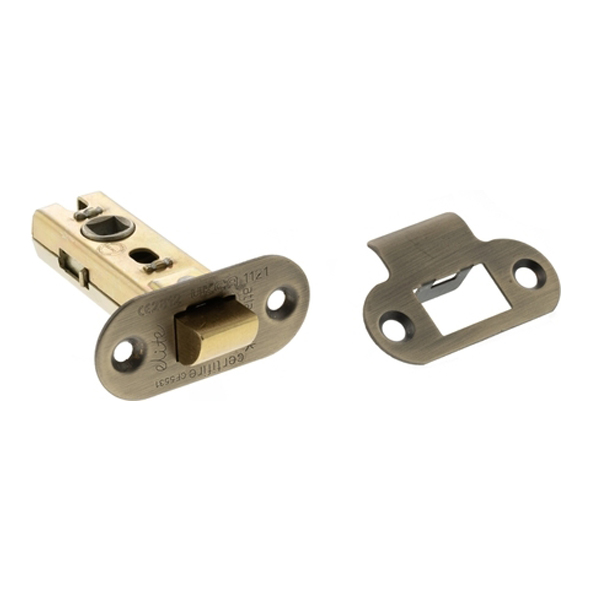 ALRCE25MAB • 064mm [044mm] • Matt Antique Brass • Atlantic Radiused Tubular Fire Rated CE Latch