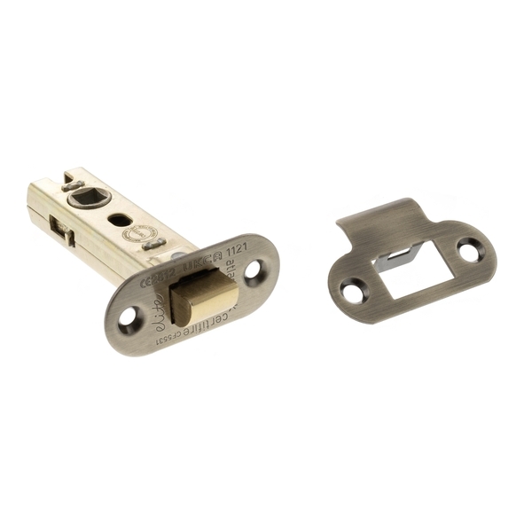 ALRCE3AB • 076mm [057mm] • Antique Brass • Atlantic Radiused Tubular Fire Rated CE Latch