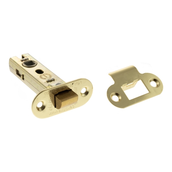 ALRCE3PB • 076mm [057mm] • Polished Brass Plated • Atlantic Radiused Tubular Fire Rated CE Latch