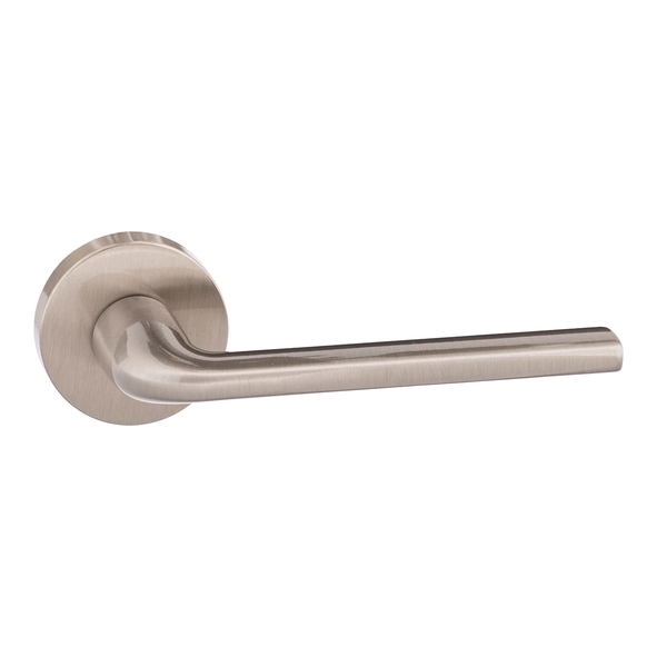 FMR133SN • Satin Nickel • Forme Milly Levers On Minimal Round Roses