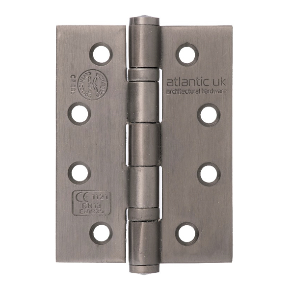 AH1433MBN • 102 x 076 x 3.0mm • Matt Gun Metal [120kg] • Ball Bearing Square Corner Stainless Steel Butt Hinges