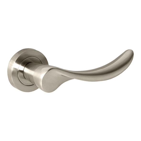 M27SN • Satin Nickel • Mediterranean Malaga Levers On Round Roses