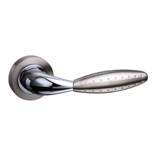 M73SNCP • Satin Nickel / Polished Chrome • Mediterranean Oran Levers On Round Roses