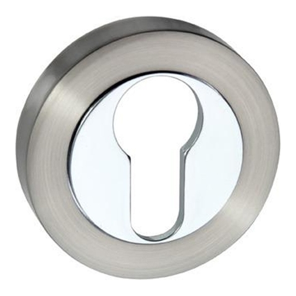 MESCESNCP  Satin Nickel / Polished Chrome  Mediterranean Euro Cylinder Escutcheon