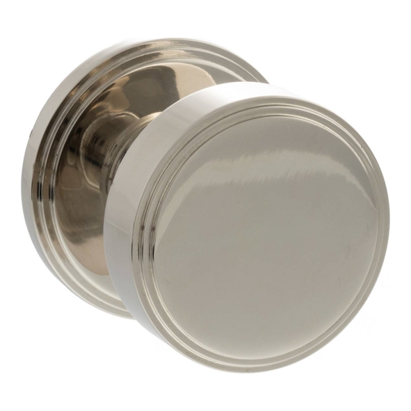 MH350SMKPNSOLID � Polished Nickel � Millhouse Brass Boulton Stepped SOLID Mortice Knobs on Concealed Fix Roses