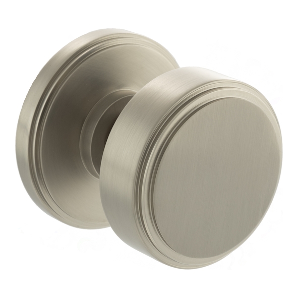 MH350SMKSNSOLID � Satin Nickel � Millhouse Brass Boulton Stepped SOLID Mortice Knobs on Concealed Fix Roses