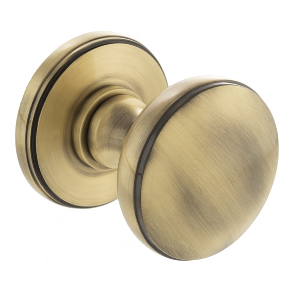 MH400DMKAB � Antique Brass � Millhouse Brass Edison Domed Mortice Knobs on Concealed Fix Roses