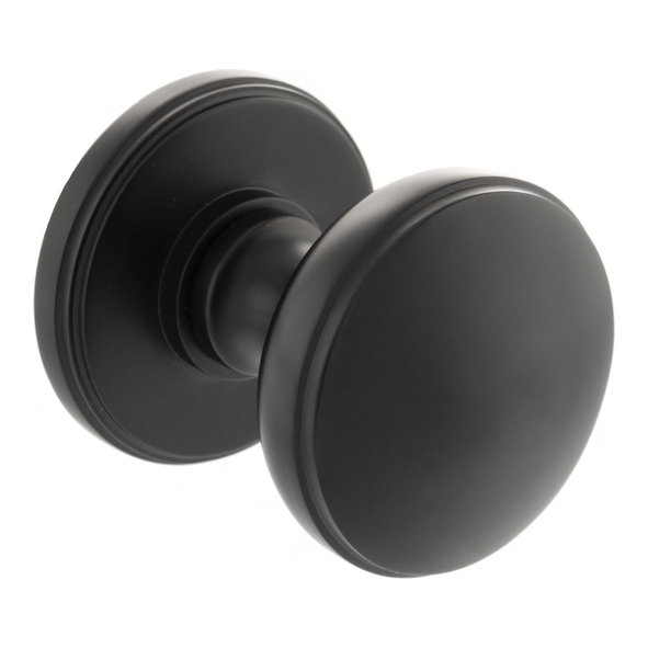 MH400DMKMB � Matt Black � Millhouse Brass Edison Domed Mortice Knobs on Concealed Fix Roses