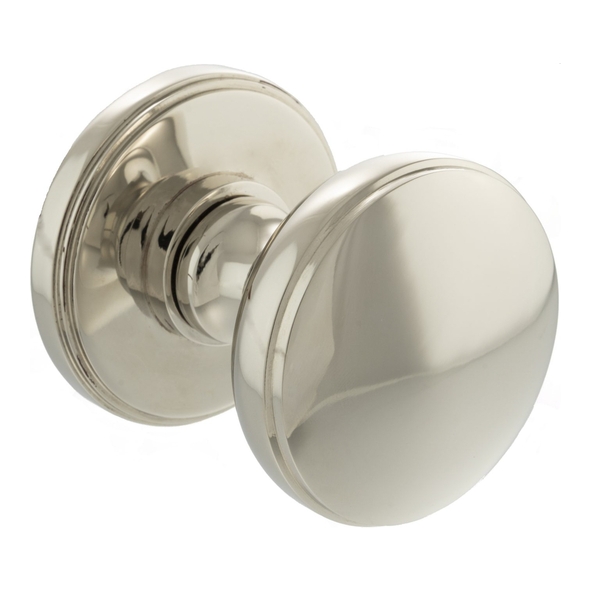 MH400DMKPN � Polished Nickel � Millhouse Brass Edison Domed Mortice Knobs on Concealed Fix Roses
