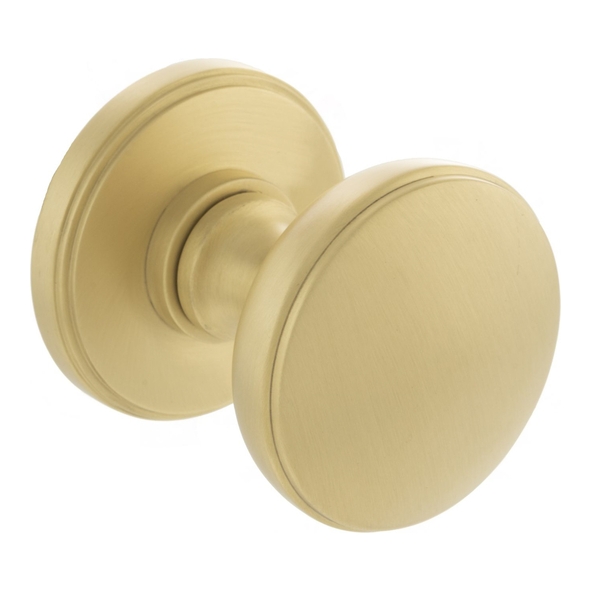 MH400DMKSB � Satin Brass � Millhouse Brass Edison Domed Mortice Knobs on Concealed Fix Roses