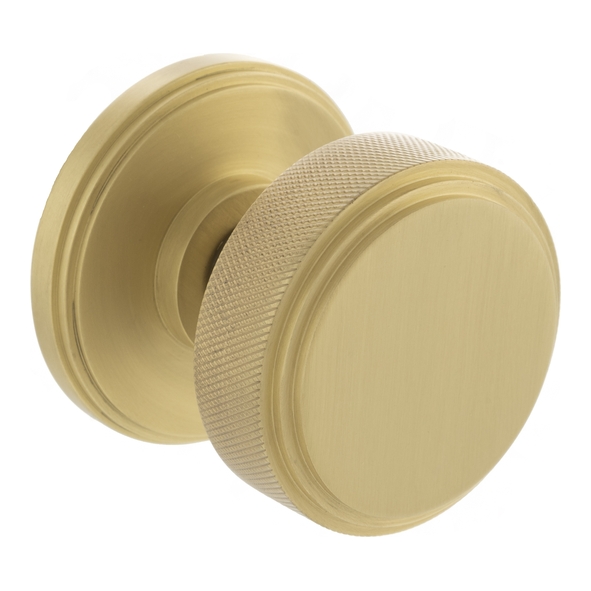MH450KSMKSB � Satin Brass � Millhouse Brass Harrison Knurled Mortice Knobs on Concealed Fix Roses