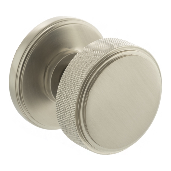 MH450KSMKSN � Satin Nickel � Millhouse Brass Harrison Knurled Mortice Knobs on Concealed Fix Roses
